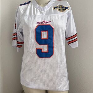 The Waterboy #9 Football Jersey - White with Blue & Orange Accents
